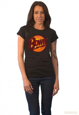 David Bowie: Ladies T-Shirt: Diamond Dogs Logo (Black) (Embellished) (XX-Large)