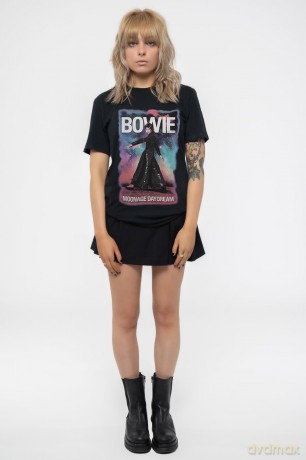 David Bowie: Ladies T-Shirt: Moonage 11 Fade (Black) (Small)