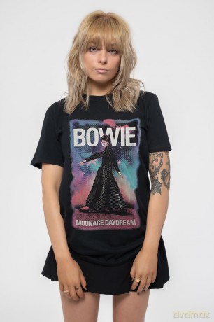 David Bowie: Ladies T-Shirt: Moonage 11 Fade (Black) (Small)