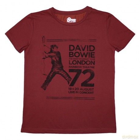 David Bowie: Ladies T-Shirt: Rainbow Theatre (Red) (Small)