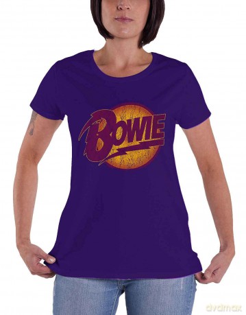 David Bowie: Ladies T-Shirt: Vintage Diamond Dogs Logo (Purple) (Medium)