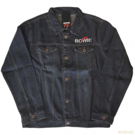 David Bowie: Unisex Denim Jacket: Flash Logo (Back Print) (Small)