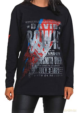 David Bowie: Unisex Long Sleeve T-Shirt: Hammersmith Odeon (Black) (Sleeve Print) (X-Large)