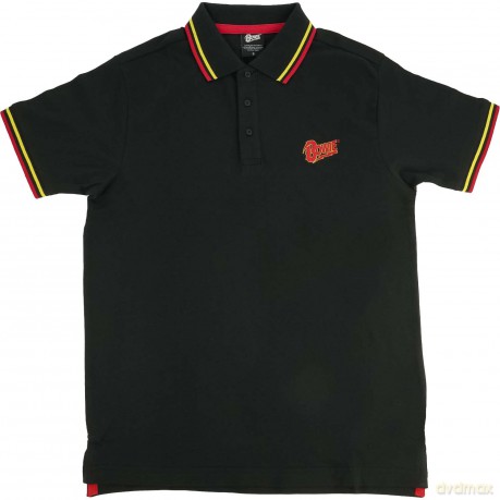 David Bowie: Unisex Polo Shirt: Flash Logo (Black) (X-Large)