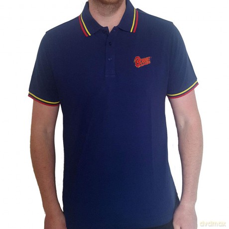 David Bowie: Unisex Polo Shirt: Flash Logo (Navy Blue) (X-Large)