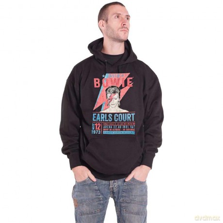 David Bowie: Unisex Pullover Hoodie: Earls Court '73 (Black) (Large)