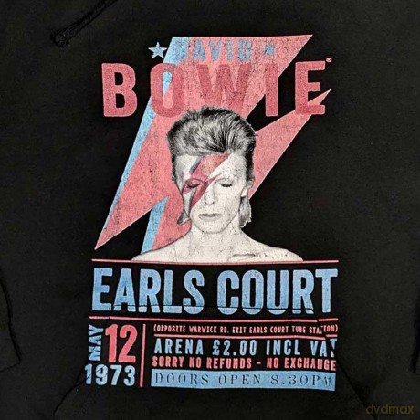 David Bowie: Unisex Pullover Hoodie: Earls Court '73 (Black) (Large)