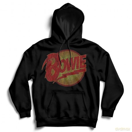David Bowie: Unisex Pullover Hoodie: Vintage Diamond Dogs Logo (Black) (Large)
