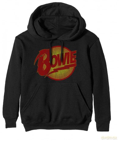David Bowie: Unisex Pullover Hoodie: Vintage Diamond Dogs Logo (Black) (Medium)