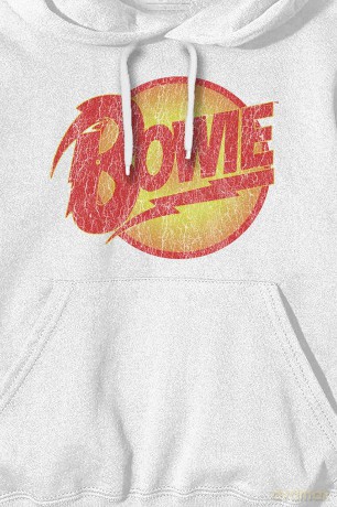 David Bowie: Unisex Pullover Hoodie: Vintage Diamond Dogs Logo (White) (Large)