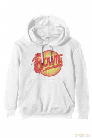 David Bowie: Unisex Pullover Hoodie: Vintage Diamond Dogs Logo (White) (X-Large)