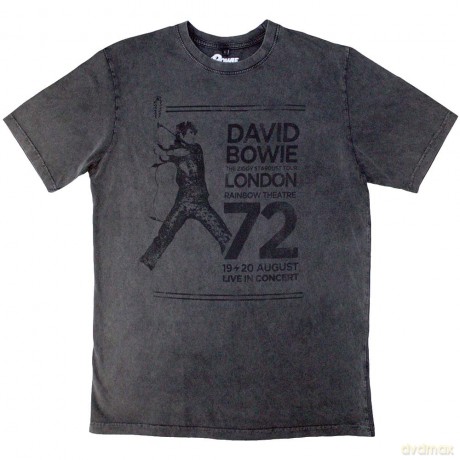 David Bowie: Unisex Stone Wash T-Shirt: Rainbow Theatre (Charcoal Grey) (X-Large)
