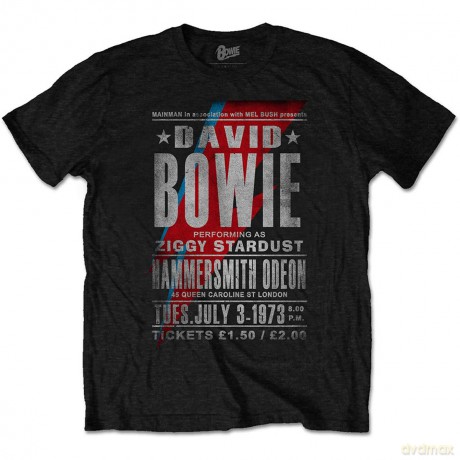 David Bowie: Unisex T-Shirt: Hammersmith Odeon (Black) (Medium)