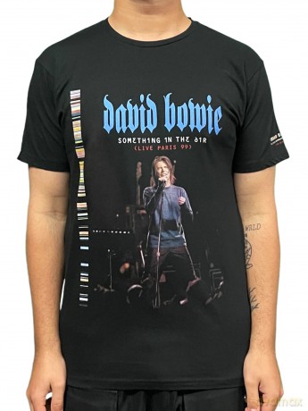 David Bowie: Unisex T-Shirt: Live In Paris (Black) (Sleeve Print) (Large)