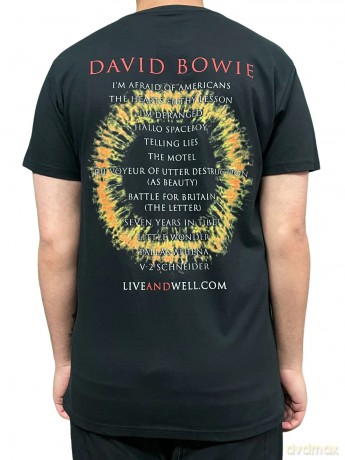 David Bowie: Unisex T-Shirt: LiveandWell.com (Black) (Back Print) (Medium)