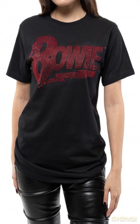 David Bowie: Unisex T-Shirt: Logo (Black) (Embellished) (Small)