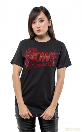 David Bowie: Unisex T-Shirt: Logo (Black) (Embellished) (XX-Large)