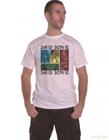 David Bowie: Unisex T-Shirt: Mick Rock Photo Collage (White) (Small)