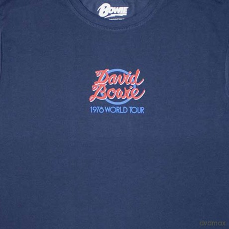 David Bowie: Unisex T-Shirt: Mini 1978 World Tour Logo (Denim Blue) (Large)