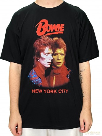 David Bowie: Unisex T-Shirt: New York City (Black) (Back Print) (XX-Large)