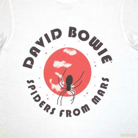 David Bowie: Unisex T-Shirt: Spiders From Mars (White) (Small)