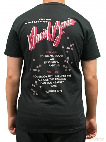 David Bowie: Unisex T-Shirt: Young Americans (Black) (Back Print) (Medium)