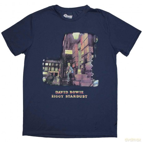 David Bowie: Unisex T-Shirt: Ziggy Stardust (Denim Blue) (Large)
