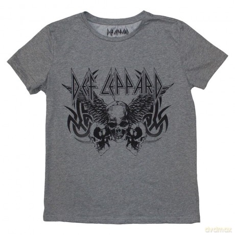 Def Leppard: Ladies T-Shirt: Tribal Skull (Grey) (Small)