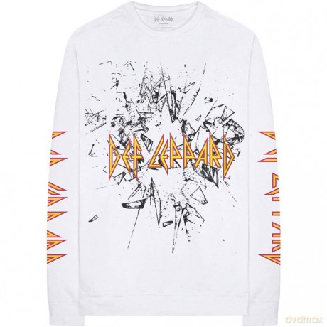 Def Leppard: Unisex Long Sleeve T-Shirt: Shatter (White) (Sleeve Print) (Medium)