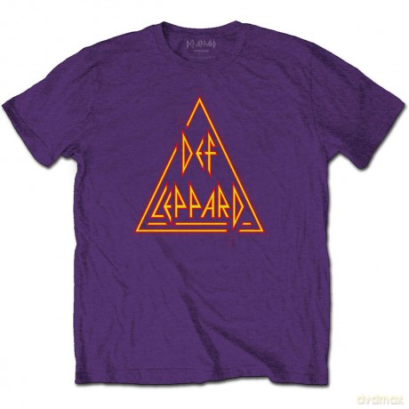 Def Leppard: Unisex T-Shirt: Classic Triangle Logo (Purple) (Medium)