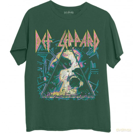 Def Leppard: Unisex T-Shirt: Hysteria Album Art (Green) (Small)