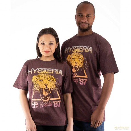Def Leppard: Unisex T-Shirt: Hysteria World Tour (Brown) (Back Print) (Small)