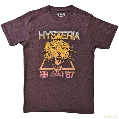 Def Leppard: Unisex T-Shirt: Hysteria World Tour (Brown) (Back Print) (X-Large)