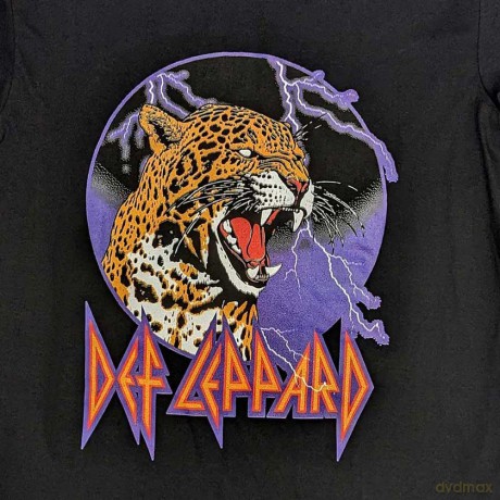 Def Leppard: Unisex T-Shirt: Lightning Leopard (Black) (Medium)