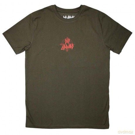 Def Leppard: Unisex T-Shirt: Mini Target Logo (Green) (Small)