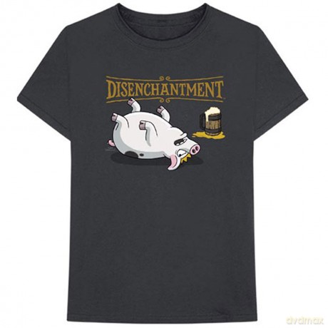 Disenchantment: Unisex T-Shirt: Pig (Charcoal Grey) (X-Large)