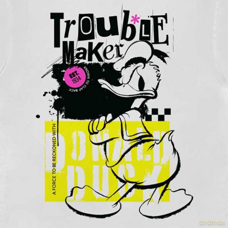 Disney: Unisex T-Shirt: Donald Duck Trouble Maker (White) (Large)