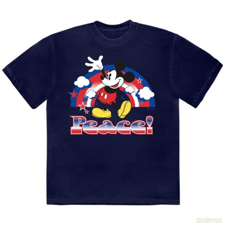 Disney: Unisex T-Shirt: Mickey Mouse Peace (Navy Blue) (Medium)