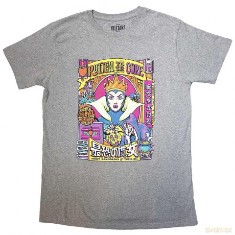 Disney: Unisex T-Shirt: Snow White Evil Queen Rotten To The Core (Grey) (Small)