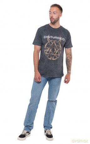 Disturbed: Unisex T-Shirt: Riveted (Charcoal Grey) (Wash Collection) (Medium)