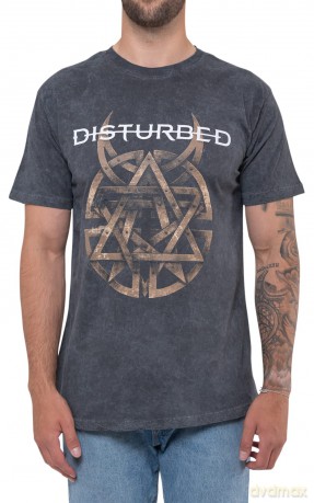 Disturbed: Unisex T-Shirt: Riveted (Charcoal Grey) (Wash Collection) (Medium)
