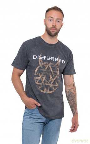 Disturbed: Unisex T-Shirt: Riveted (Charcoal Grey) (Wash Collection) (Small)