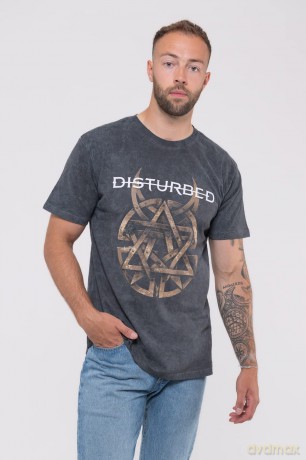 Disturbed: Unisex T-Shirt: Riveted (Charcoal Grey) (Wash Collection) (Small)