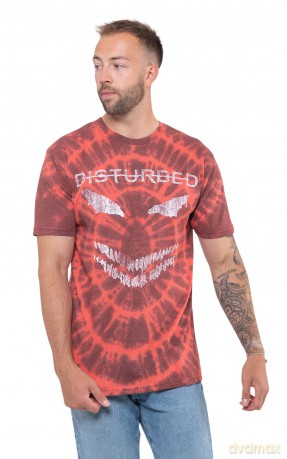 Disturbed: Unisex T-Shirt: Scary Face (Red) (Wash Collection) (Large)