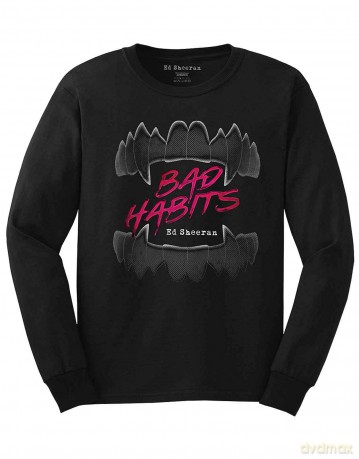 Ed Sheeran: Unisex Long Sleeve T-Shirt: Bad Habits (Black) (XX-Large)