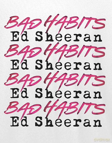 Ed Sheeran: Unisex Long Sleeve T-Shirt: Bad Habits Stack (White) (X-Large)