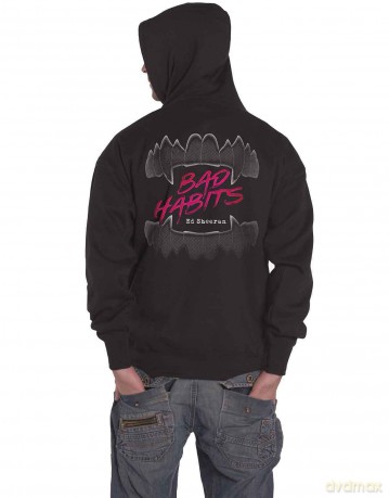 Ed Sheeran: Unisex Pullover Hoodie: Bad Habits (Black) (Back Print) (Large)