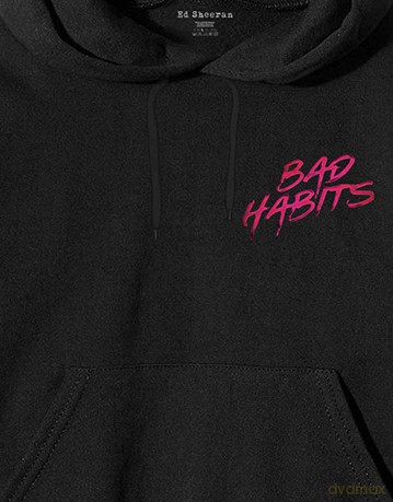 Ed Sheeran: Unisex Pullover Hoodie: Bad Habits (Black) (Back Print) (Medium)