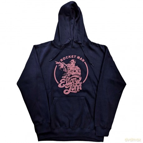 Elton John: Unisex Pullover Hoodie: Rocketman Circle Point (Navy Blue) (X-Large)