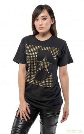 Elton John: Unisex T-Shirt: E Logo (Black) (Embellished) (Large)